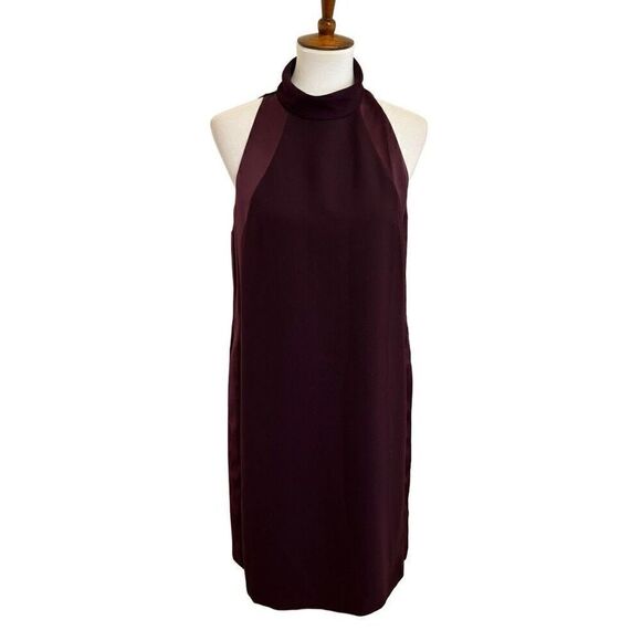 REISS Kaelin High Neck Shift Dress Berry Burgundy Size 8 - Picture 1 of 5